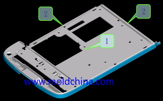 Gate location in two plates mold